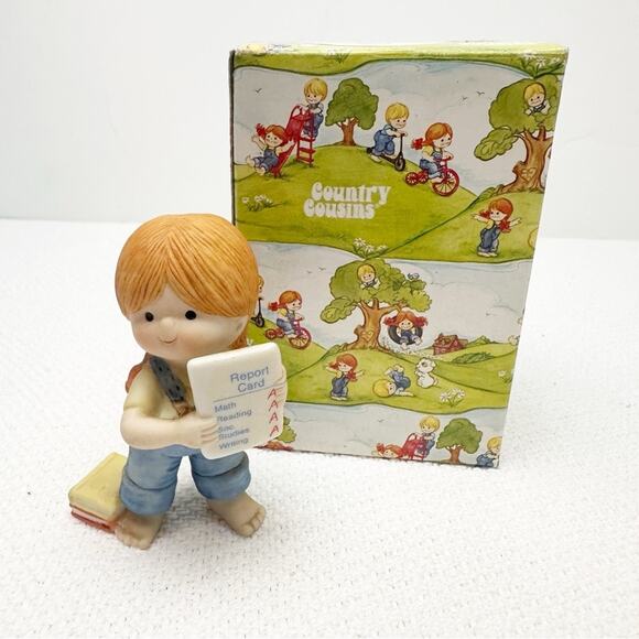 Vintage Enesco Country Cousins Katie with report card 365467 - Picture 1 of 4